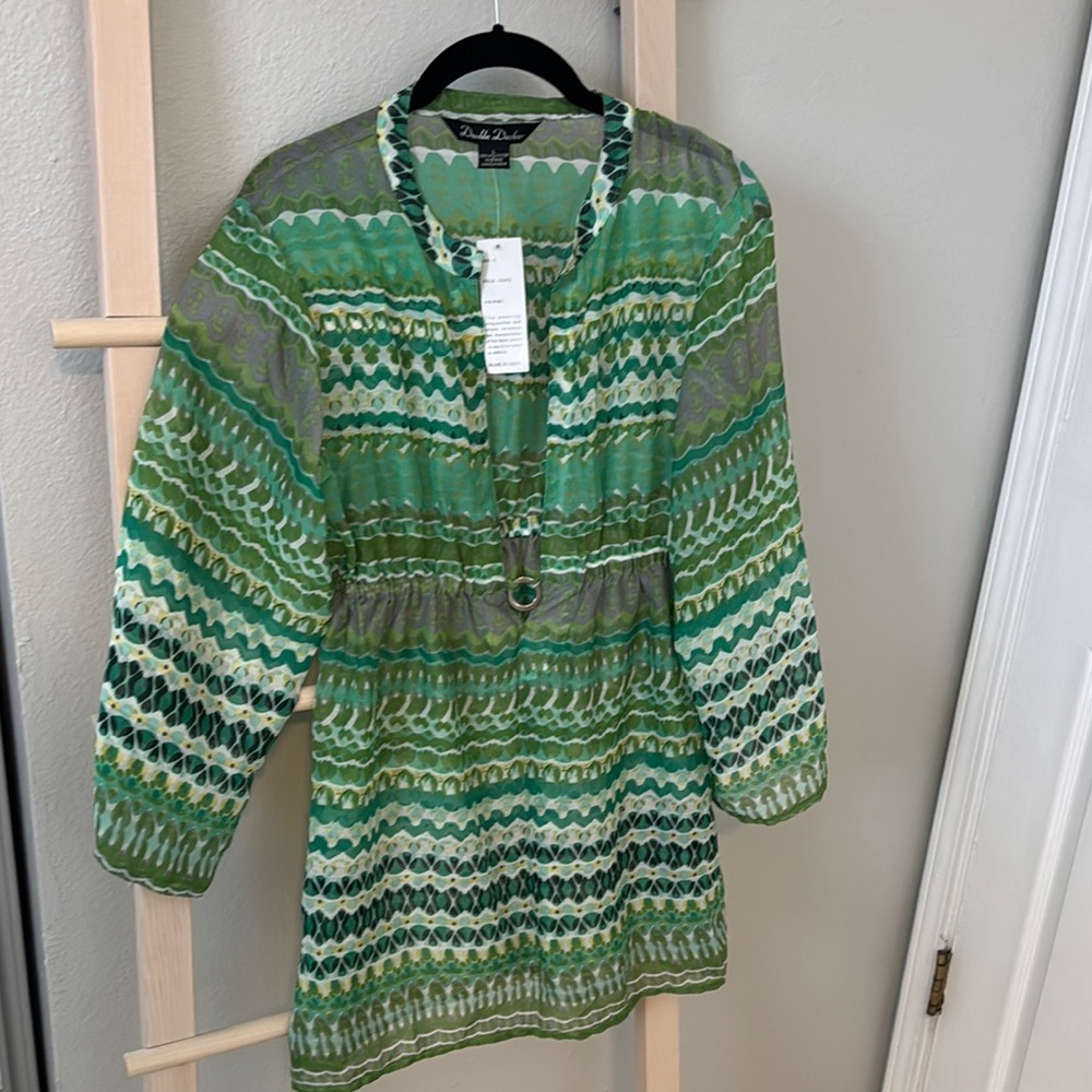 Lulu-B Green Long Sleeve Bishop Dress for Casual Resort Wear